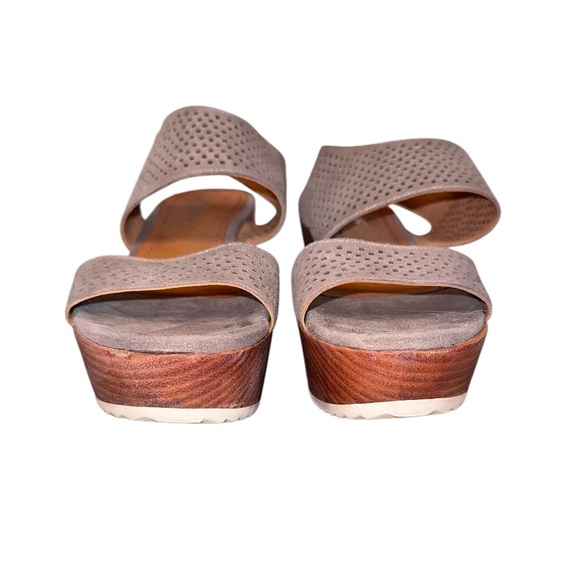 TRASK DESIGNER metallic pewter leather wedges women’s shoes size 6 - Picture 6 of 15